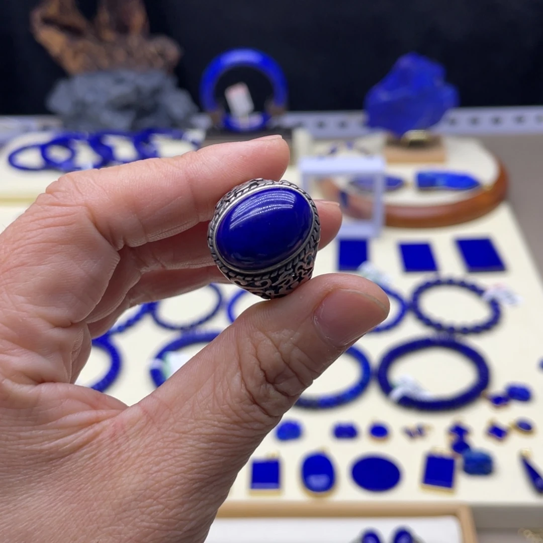 银S925镶嵌青金石戒指