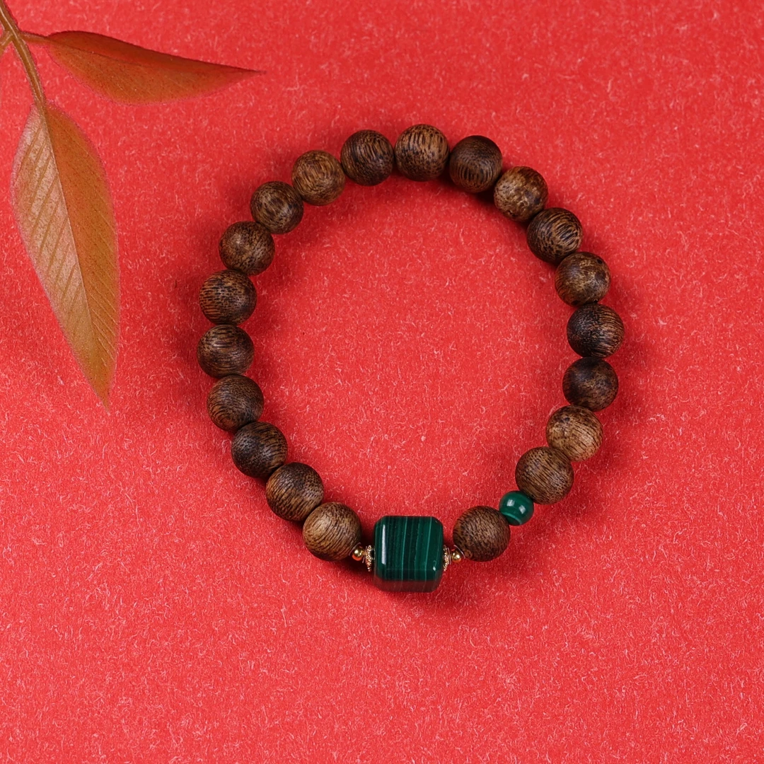 沉香【重华岁贡】沉香手串-海南莺歌绿0.8单圈设计款LL