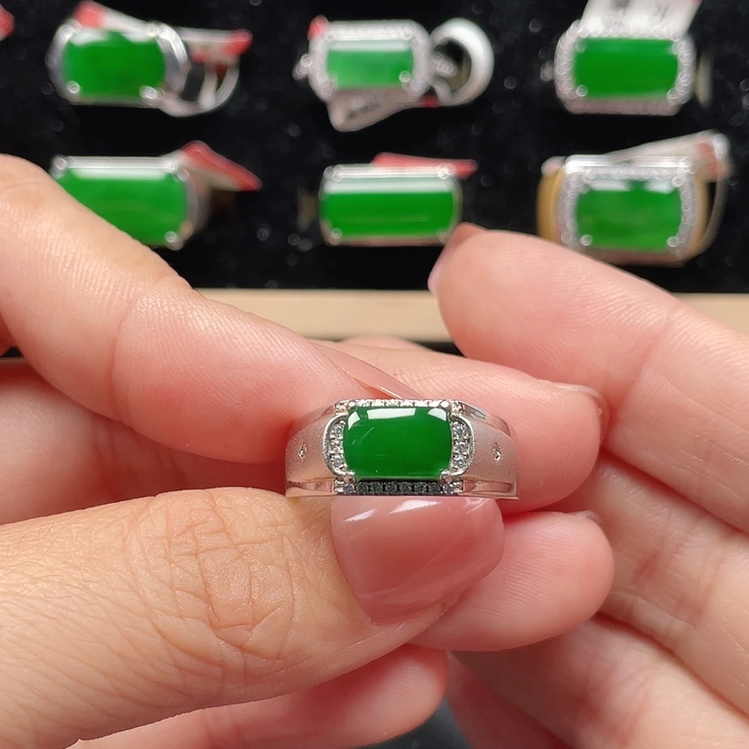 翡翠银S925镶嵌戒指编号2663没运费险