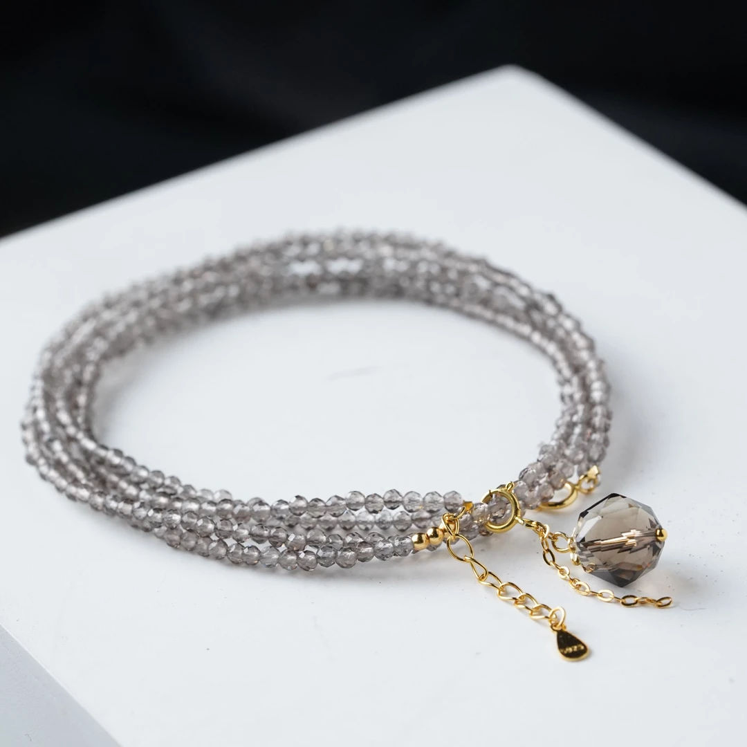 【珊木居】QT663JY 茶晶0.2+0.9切面珠吊坠