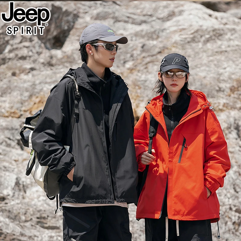 JEEP吉普秋冬新款多色三合一冲锋衣男女同款三防户外夹克冲锋衣潮
