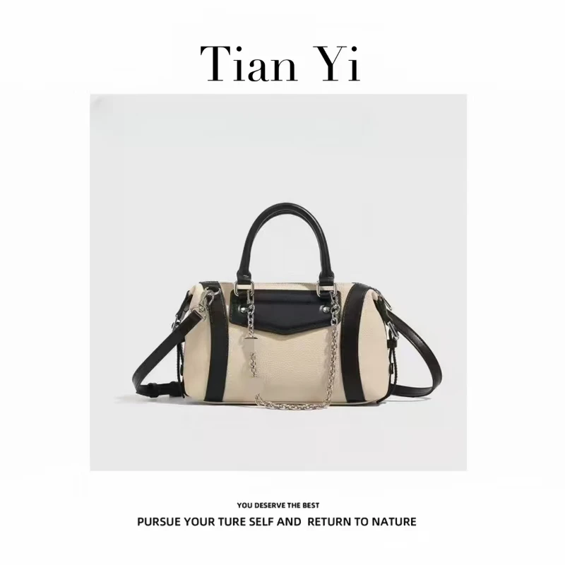 6135 黑白拼色-2025新款轻奢单肩手提斜跨包