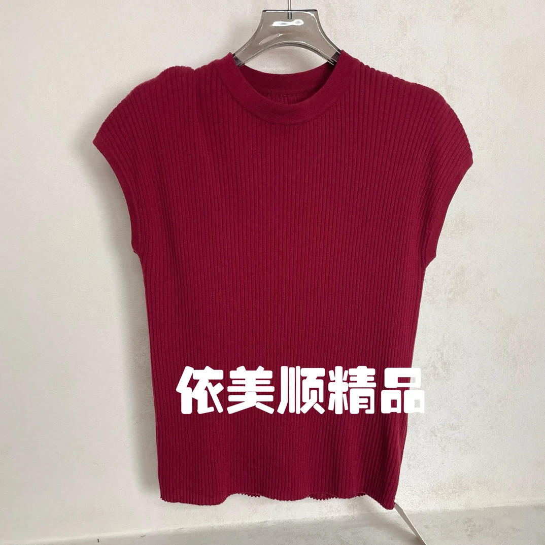 菲玛掂5538女圆领夏季短袖纯色薄款毛针织衫打底衫毛衣新复古风