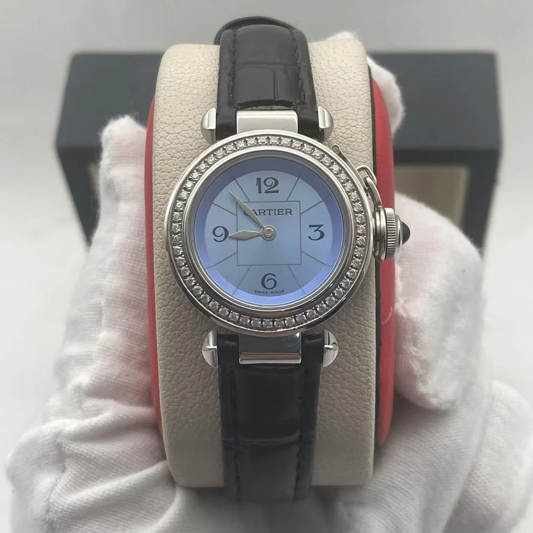 95新 Cartier/卡地亚 27mm卡地亚帕莎时尚手表后镶钻石英女士腕表
