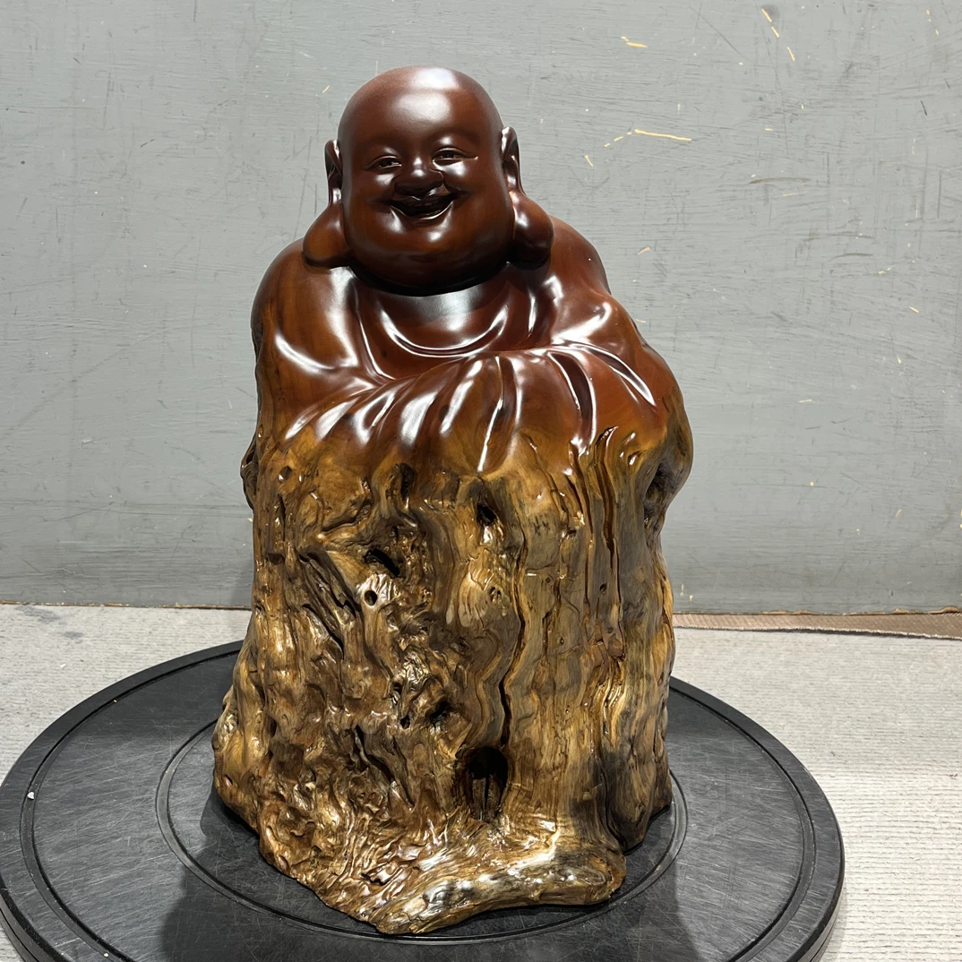 枣木弥勒佛随形根雕摆件