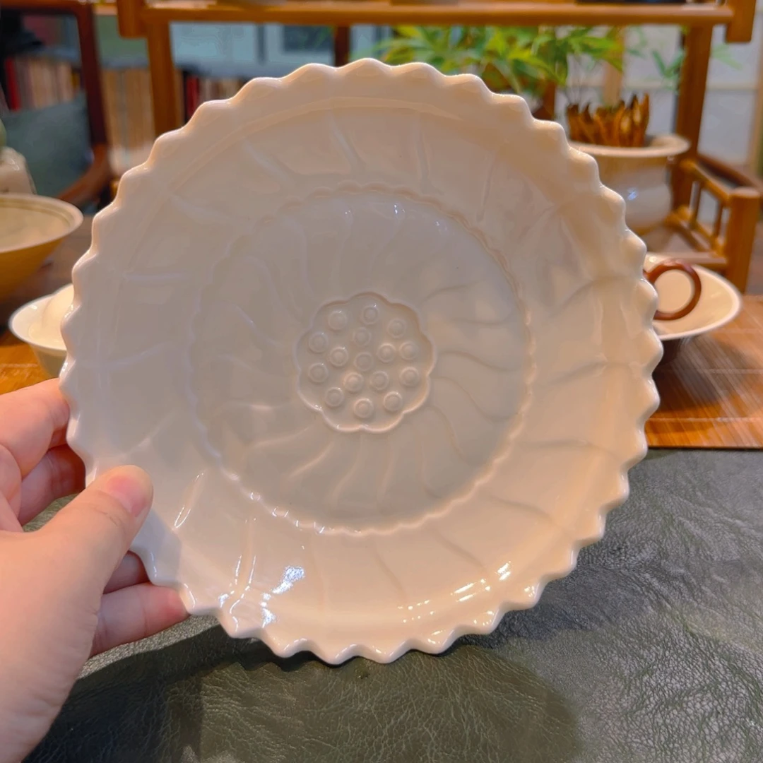花口果盘 壶承 口18.5