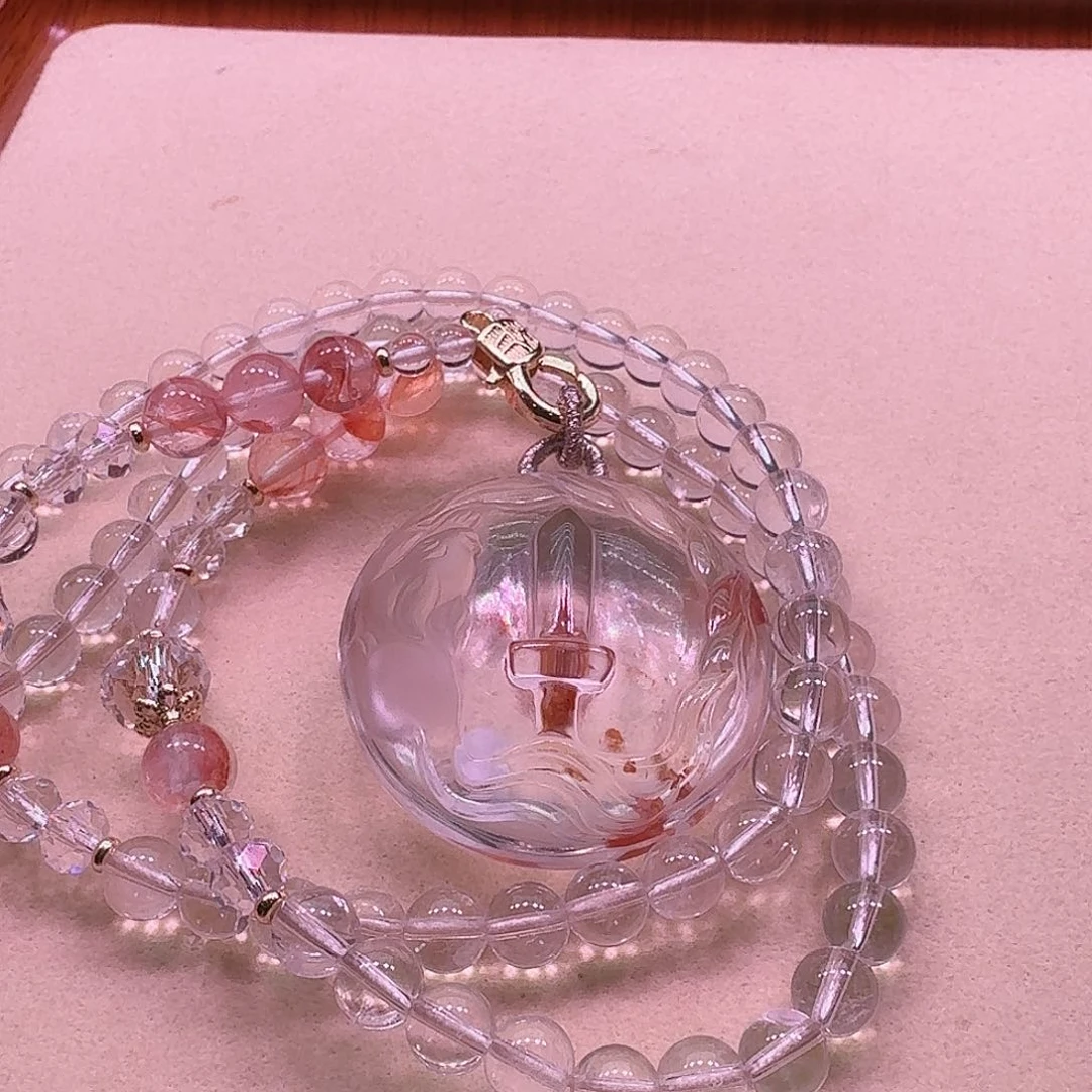 水晶颈饰未镶嵌天然水晶狐狐吊坠