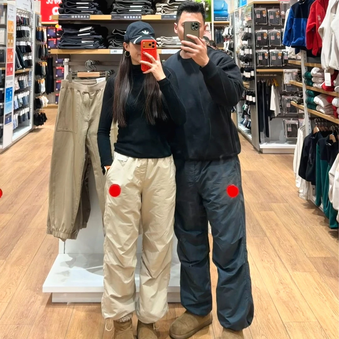 U25冬季新品！情侣秋冬伞兵裤加绒加厚宽松休闲裤显瘦三防户外运动