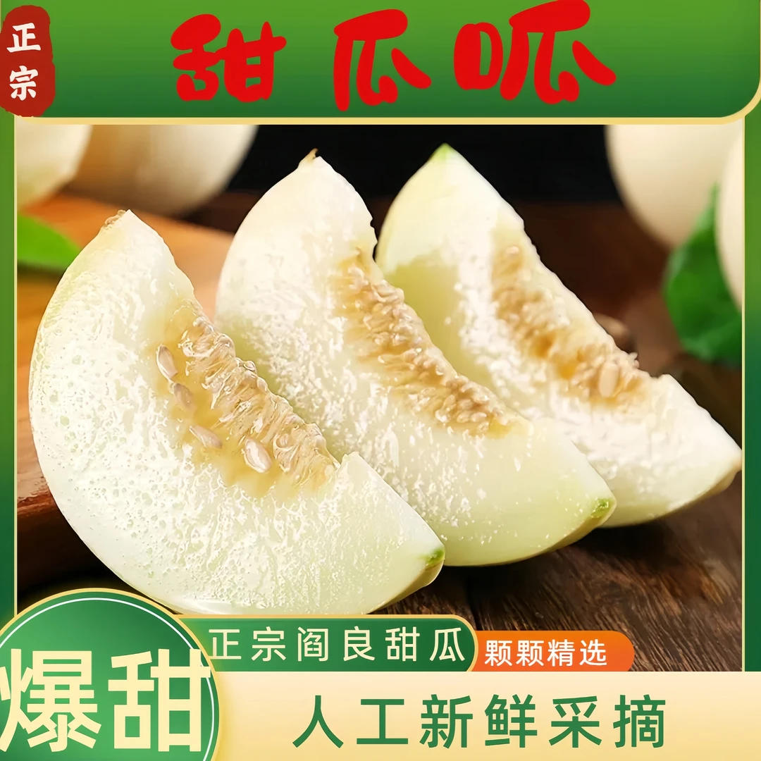 【白皮甜瓜】头茬甜瓜新鲜采摘软弱香甜又多汁夏日孕妇水果整箱包邮