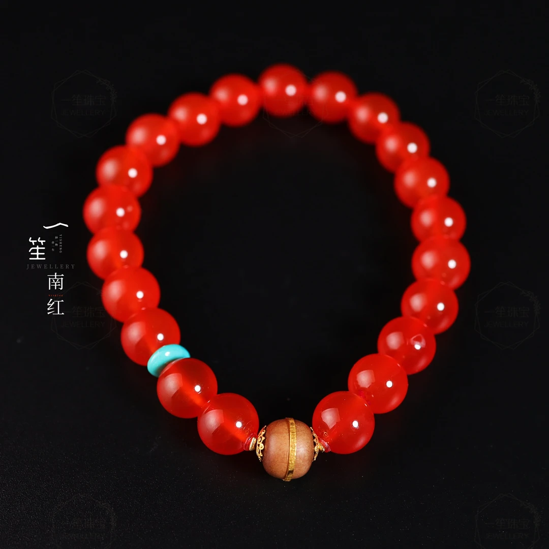 【一笙珠宝】天然南红手串18k圆珠手串约8mm,共21颗