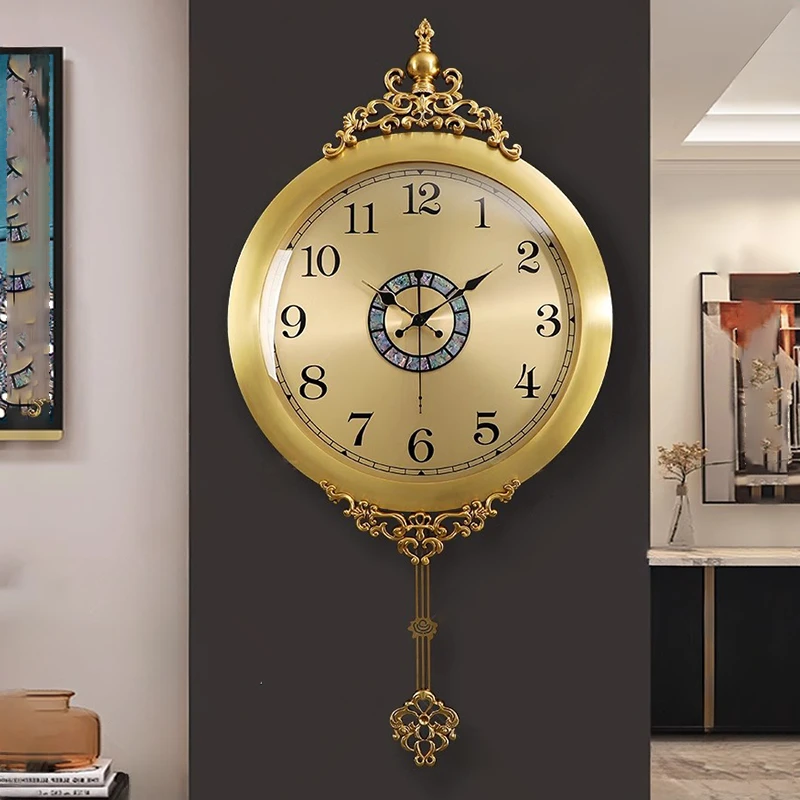 欧式轻奢挂钟客厅家用钟表2025新款轻奢高级感石英钟静音挂墙时钟