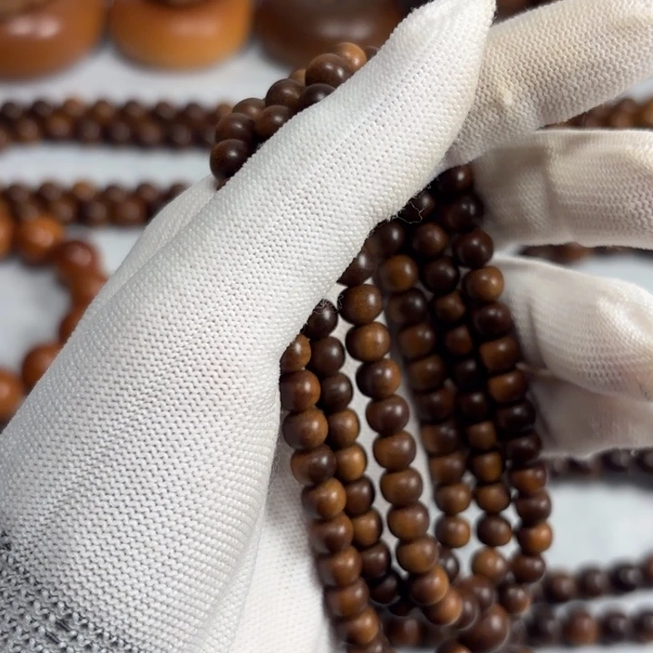 盘***群檀香木67多圈108颗老山黑肉奶香