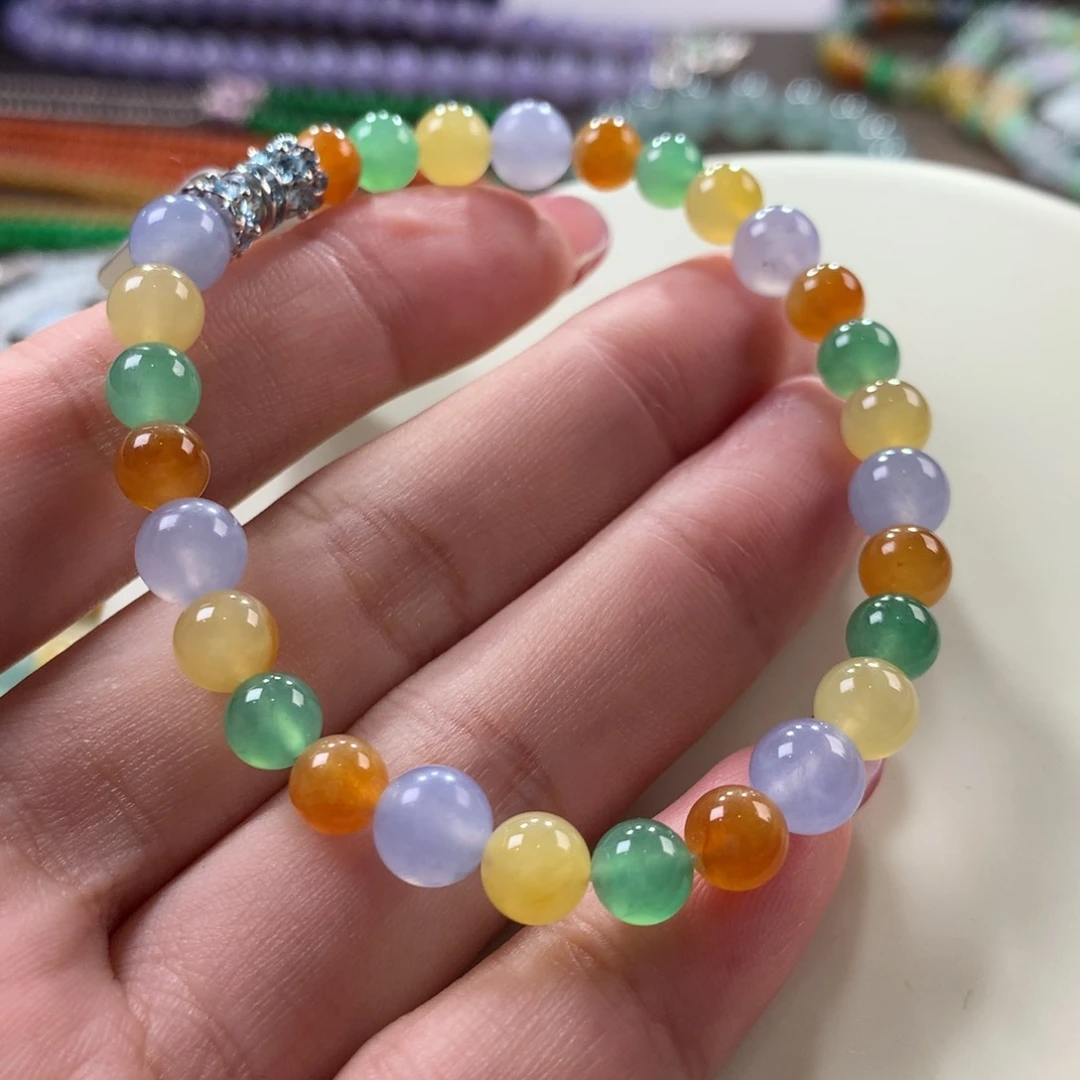 翡翠手链未镶嵌翡翠浓色多宝卡7+