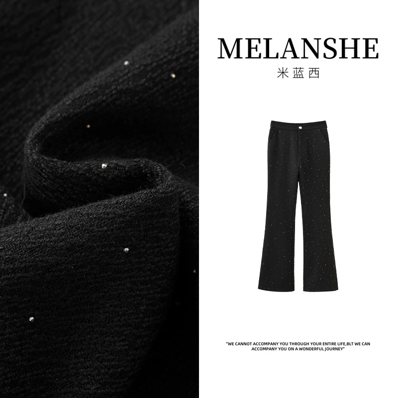 秋季休闲裤烫钻休闲风透气秋冬长裤细闪-4039