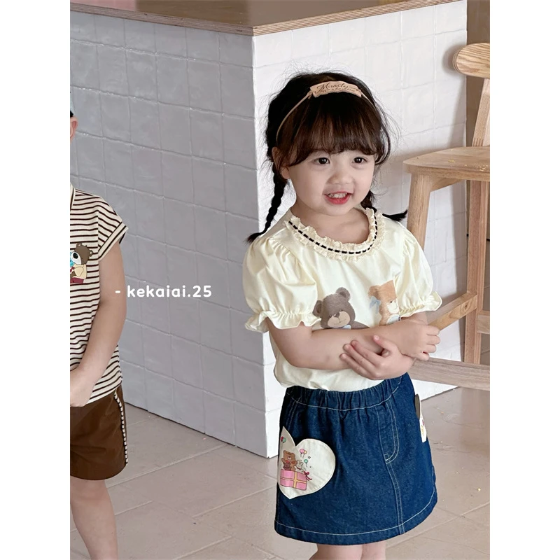AC549~KKAA·25夏~小熊花边T恤68365