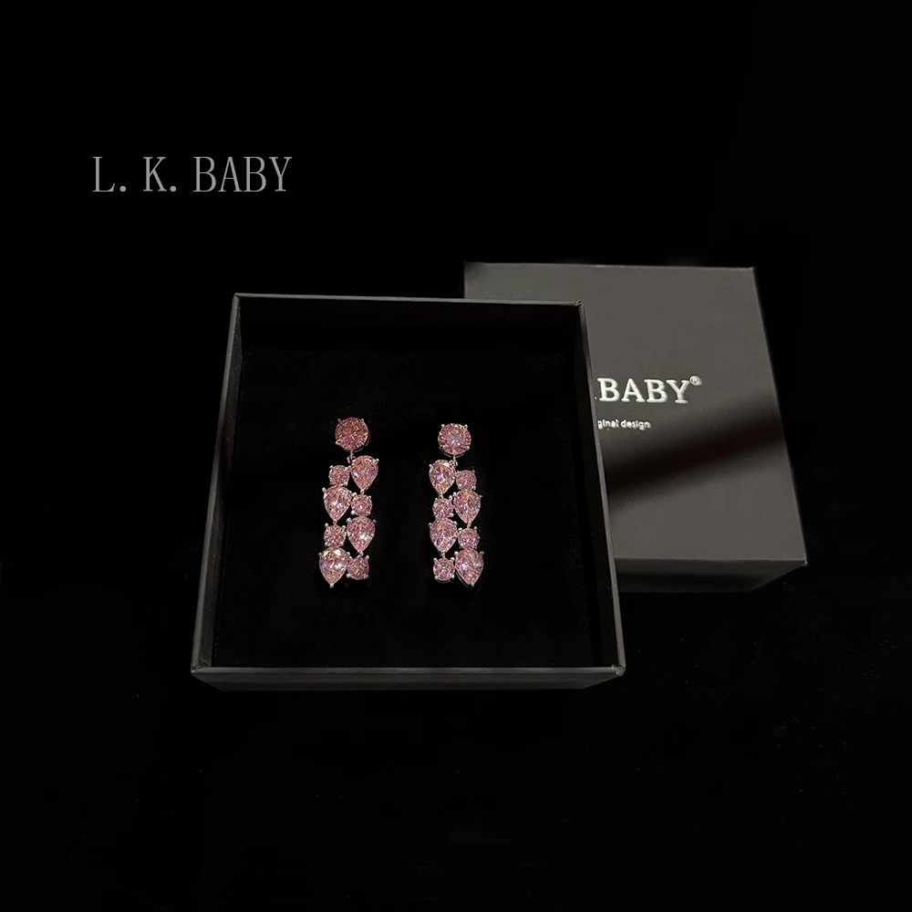 【L.K.BABY】奢华巴洛克水滴流苏锆石水晶吊坠耳环配饰