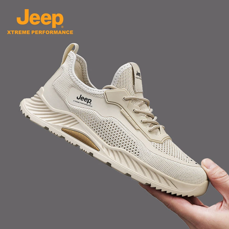 Jeep吉普秋季男士低帮鞋飞织轻便潮流运动鞋防滑耐磨时尚休闲鞋子