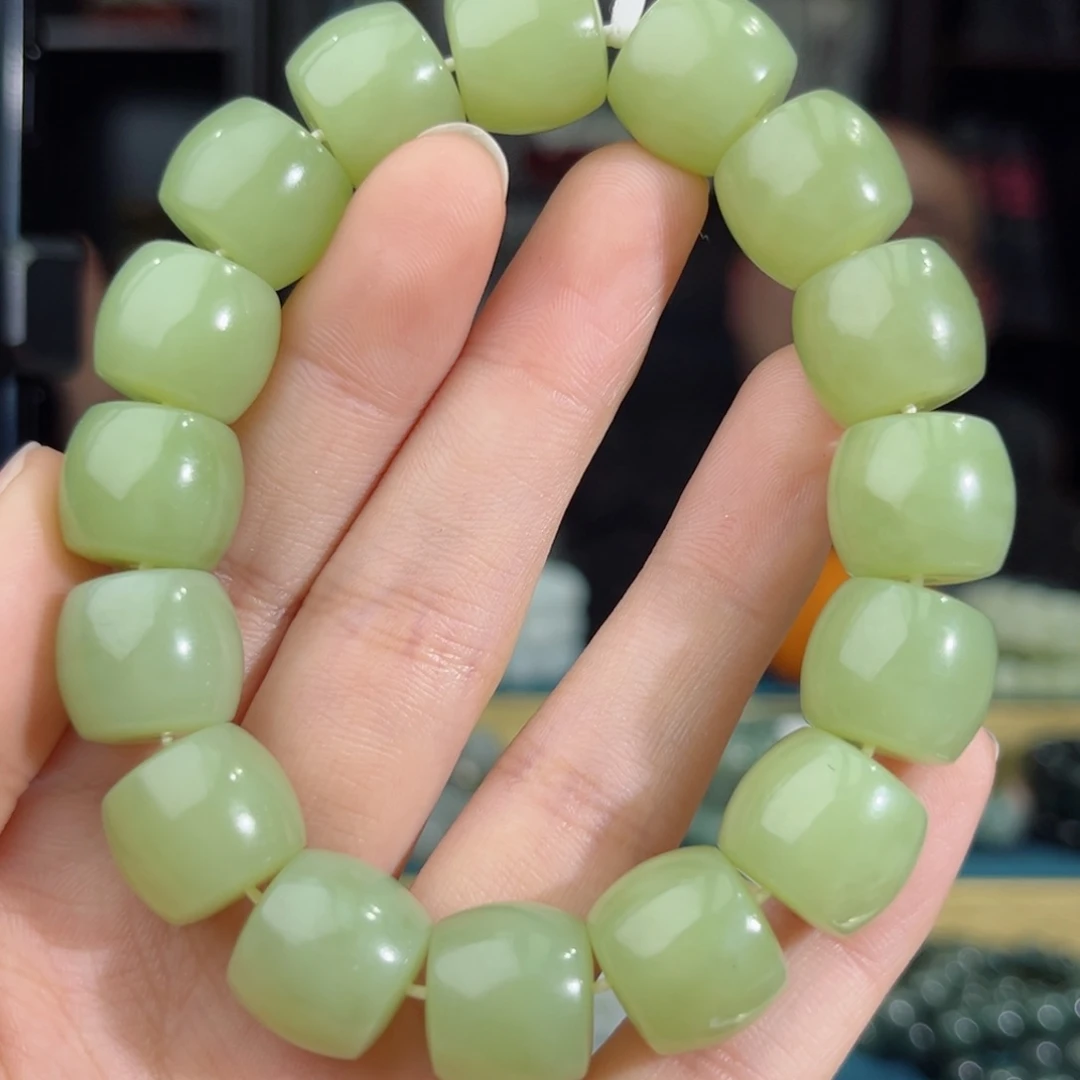 和田玉手链未镶嵌手串纯天然新疆若羌黄口料14+mm