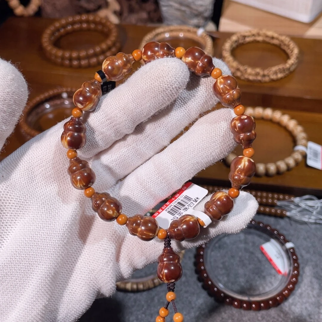 紫金鼠手串半实心火焰纹小福禄 橄榄配饰 10mm