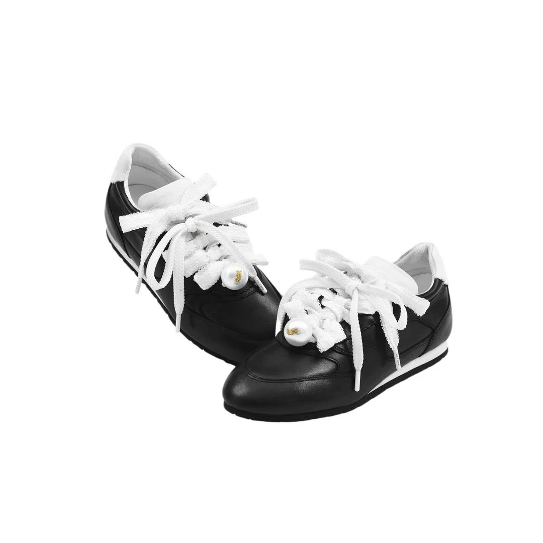 拉飞姆2025夏 蝴蝶结绑带复古德训鞋