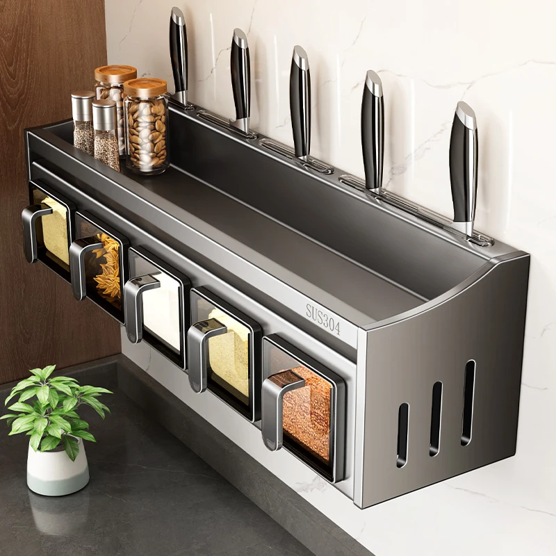 厨房调料置物架免打孔壁挂多功能调味品收纳架调料盒罐家用壁挂式