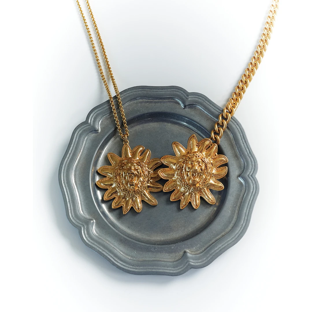 吊坠925银莫桑石 SOUL HUG 设计师品牌 狮子头太阳花项链/腰链