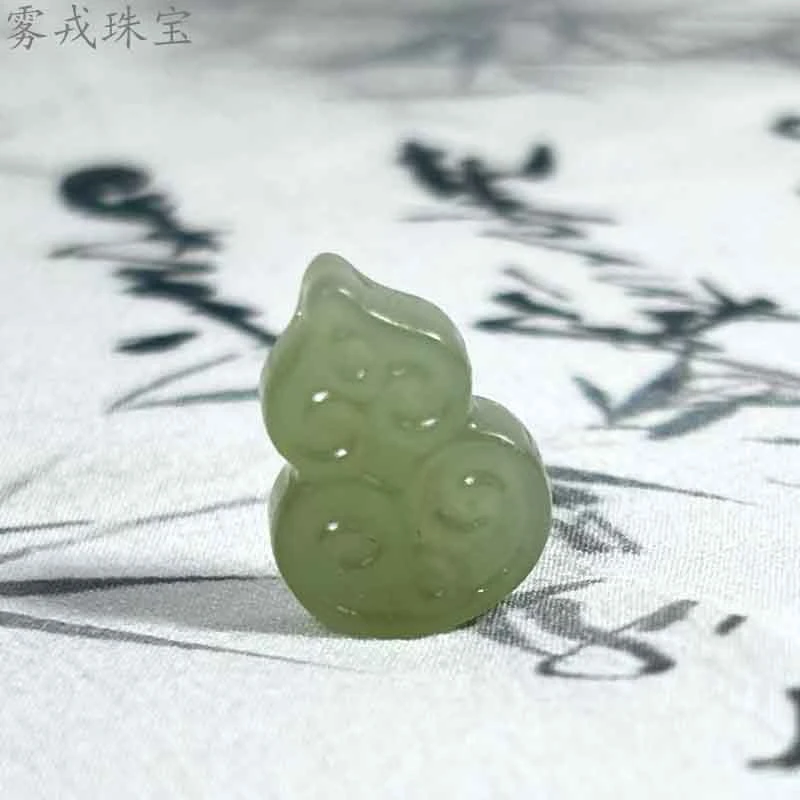 雾戎珠宝天然和田玉青海料吊坠孔葫芦小挂件DIY手串手链饰品配饰