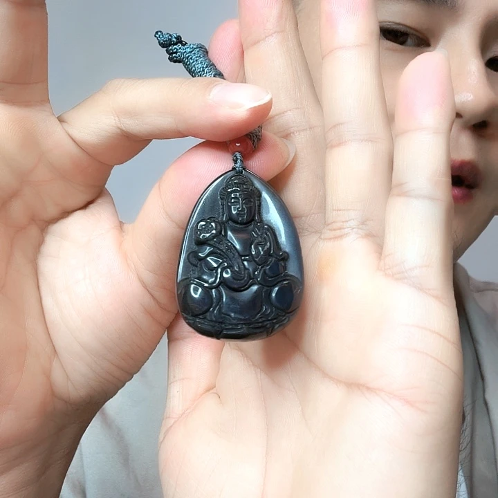 黑曜岩未镶嵌颈饰观音