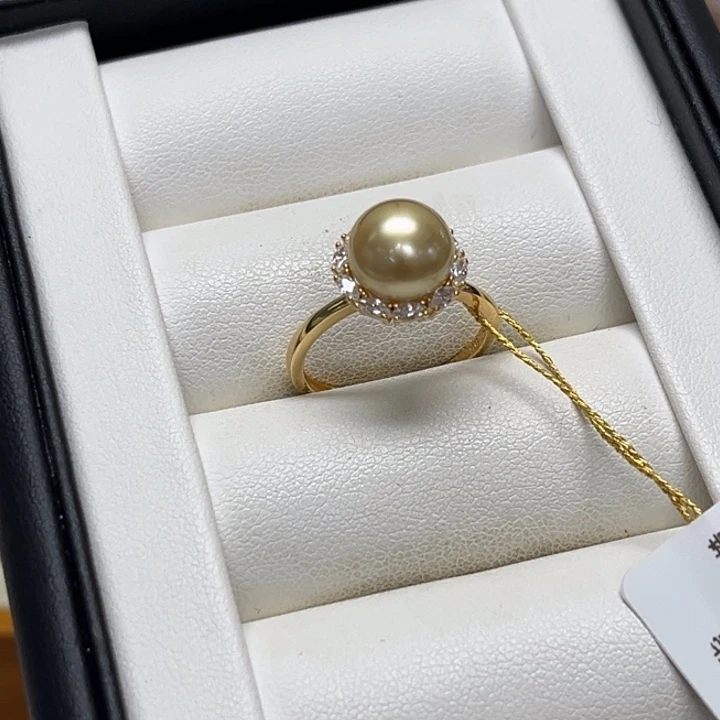 戒圈银S925镶嵌海水珍珠9-10mm 84号