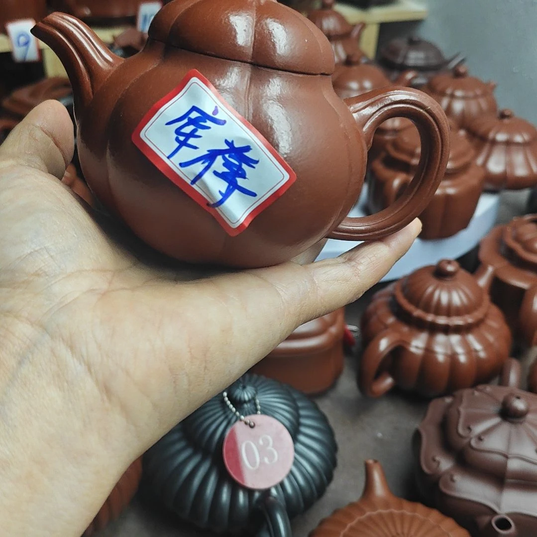 宜兴紫砂壶筋纹器半手工制作赵庄朱泥容量一佰八十CC