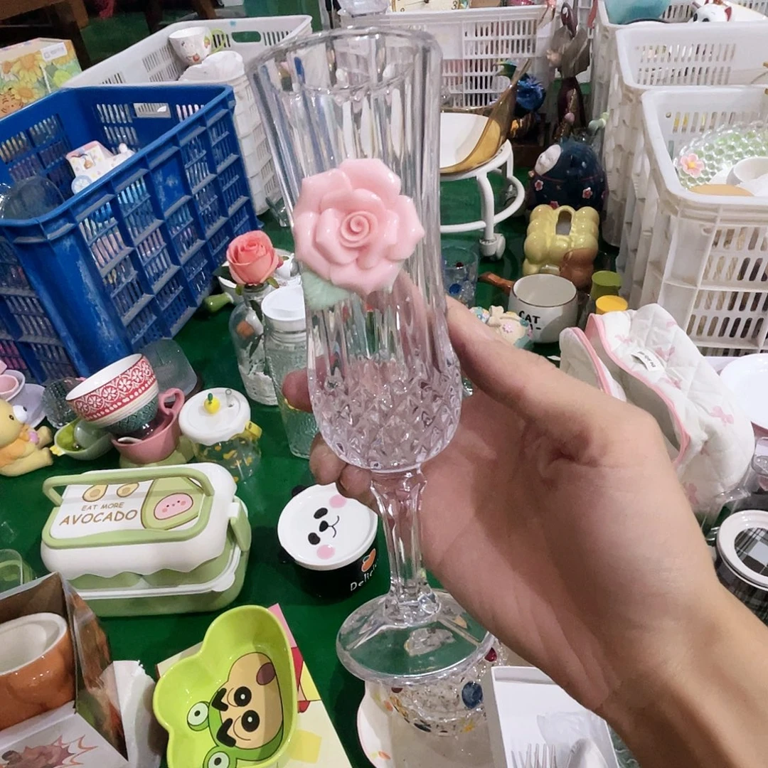 水晶玻璃吸管款高脚红酒杯