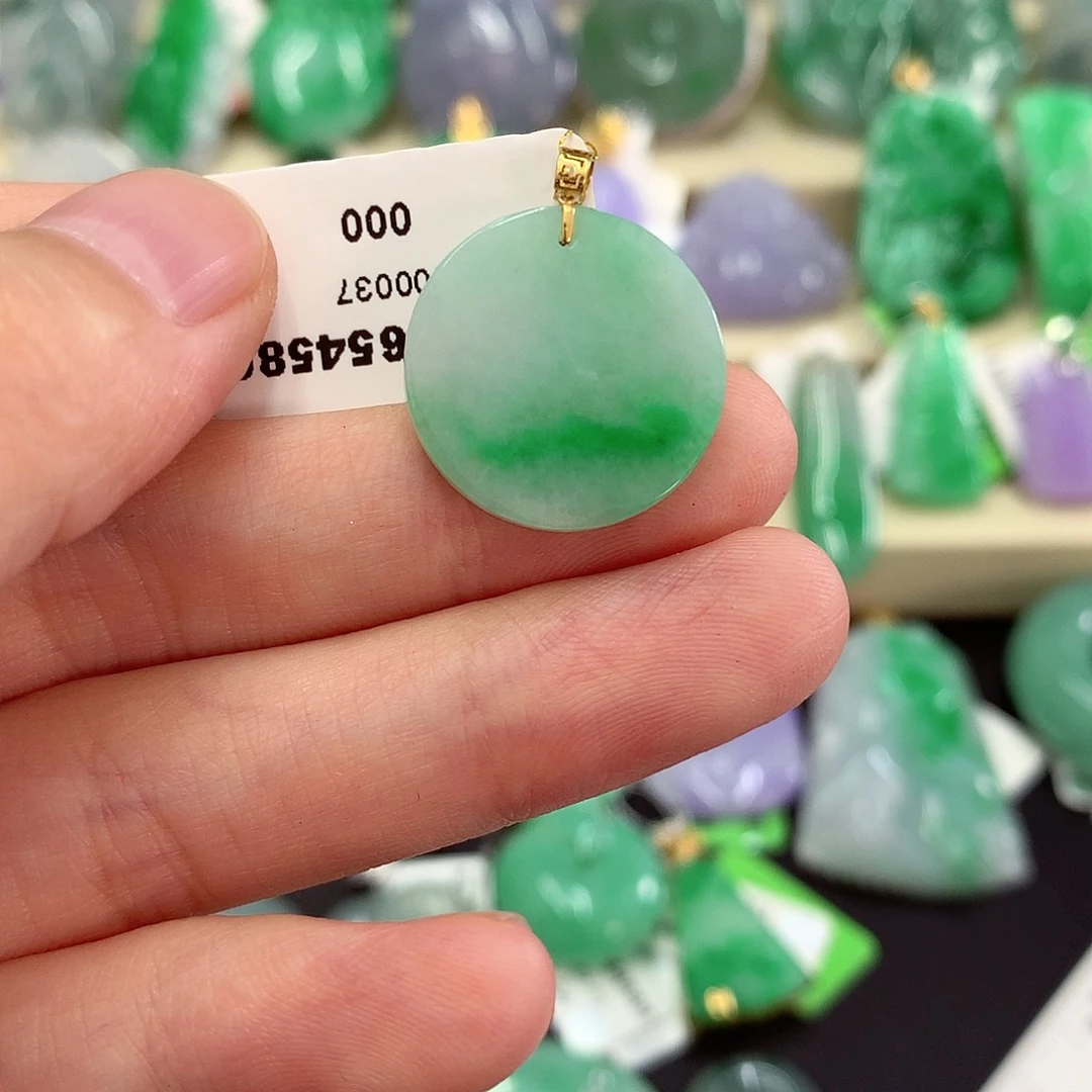 翡翠18K金镶嵌吊坠(不含链)