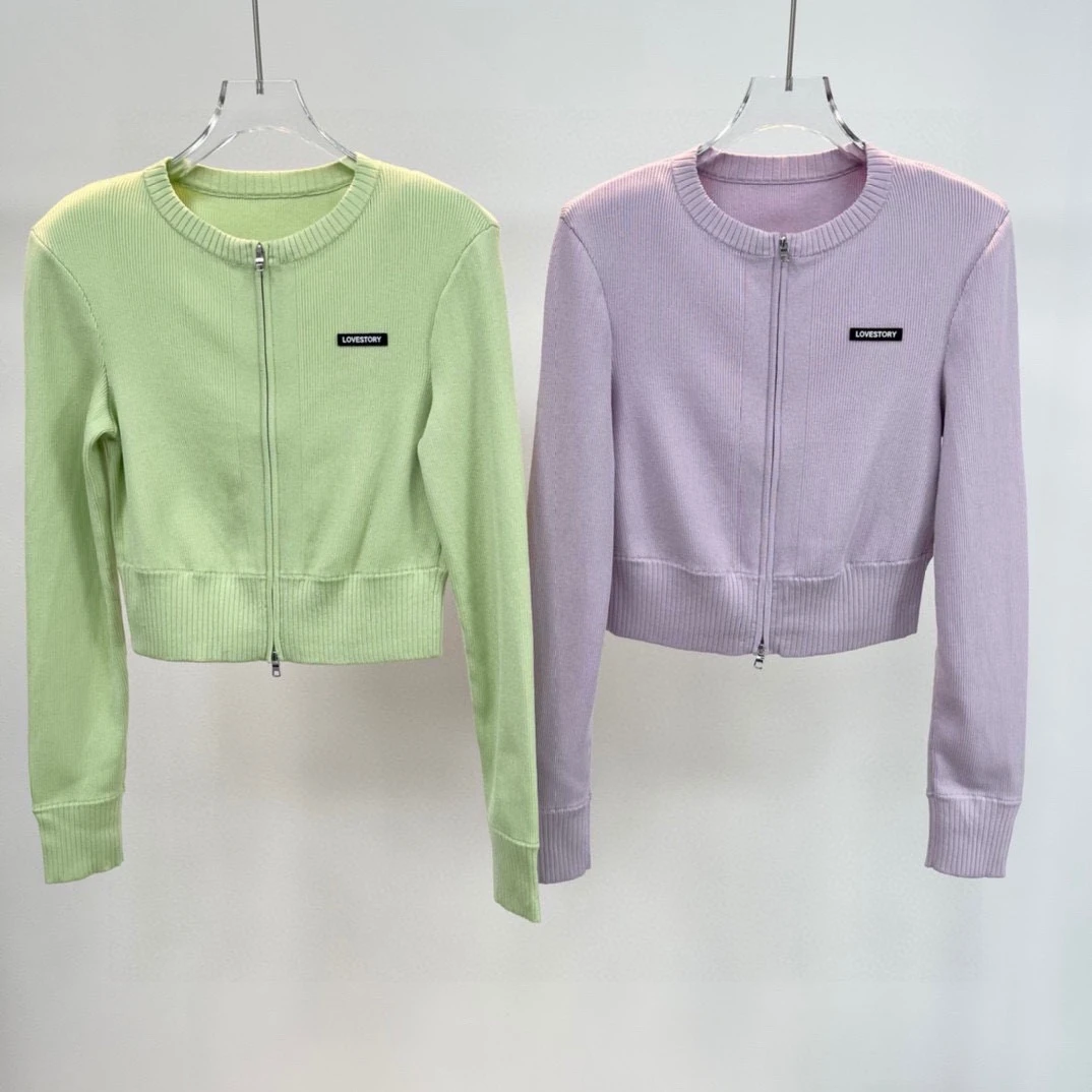 艾家商场同款艾家24春秋季运动短款百搭毛针织衫1831