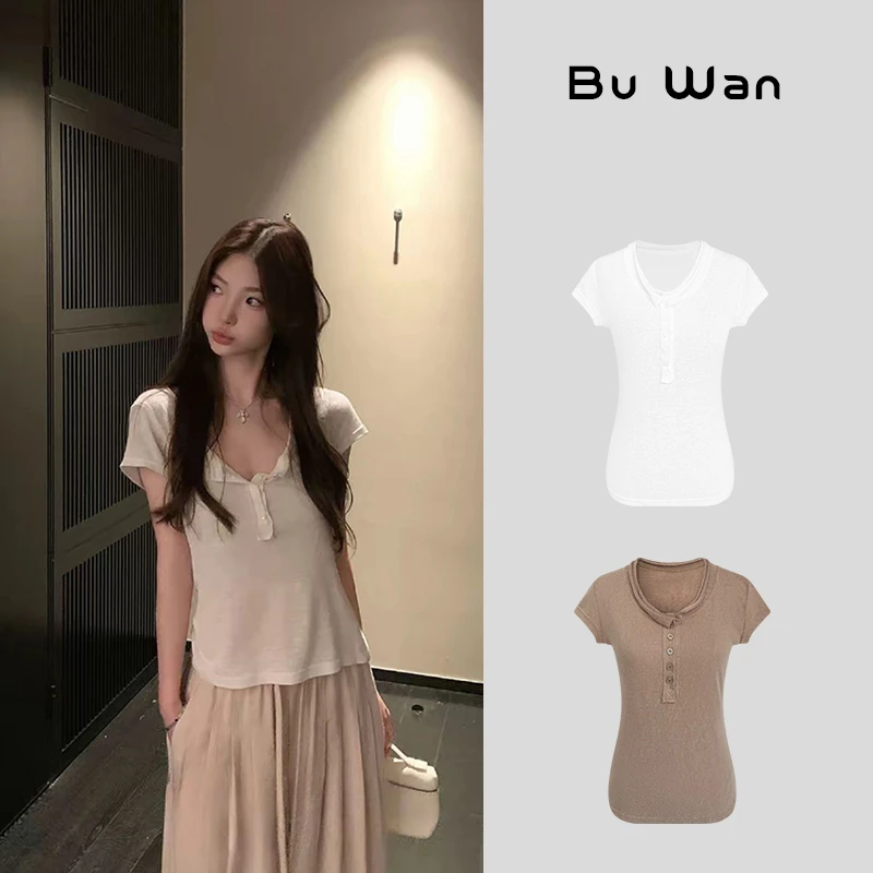 夏季韩系穿搭百搭休闲短袖T恤修身显瘦纯色气质上衣B3716