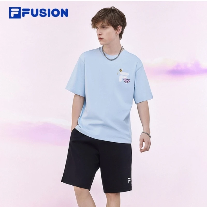 FILA FUSION斐乐潮牌情侣短袖T恤多色男女短袖上衣短T11U423109F
