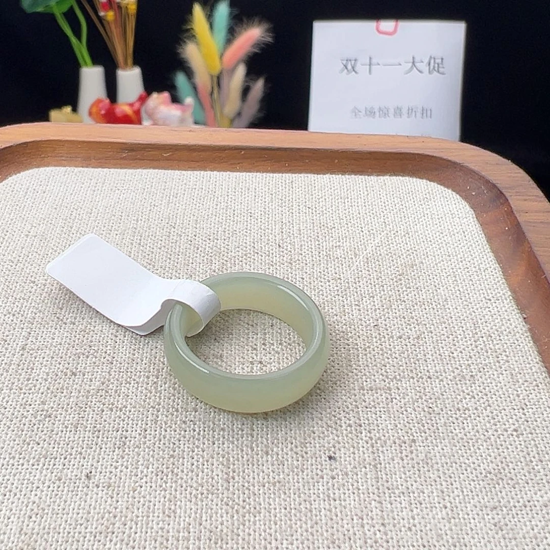 和田玉（糖玉）未镶嵌戒指K11晴水圆条17.4不退换