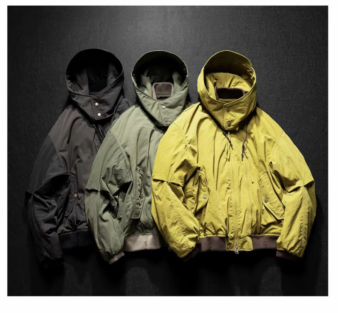 易麦2025冬季新款可拆卸连帽工装加绒加厚羽绒服男士潮牌百搭外套