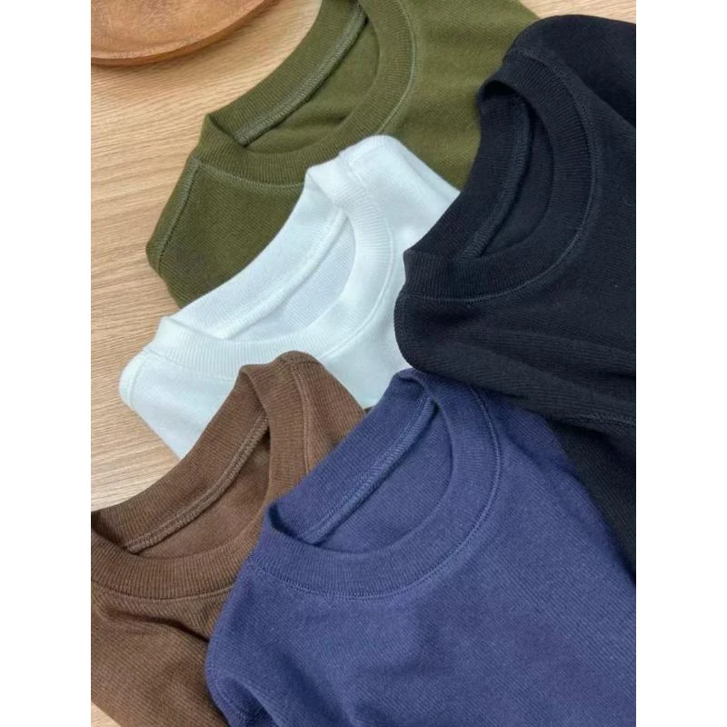 凯特丝蓓294#小马刺绣修身版显瘦罗纹圆领长袖t恤针织衫