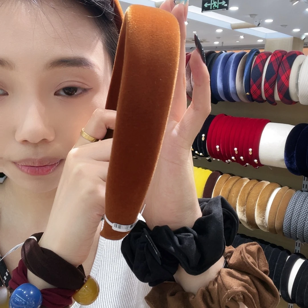 钛钢皮质南瓜色发箍