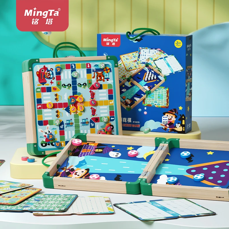 铭塔27种玩法合一多功能棋盘弹弹飞行棋五子棋玩具孩子礼物推荐