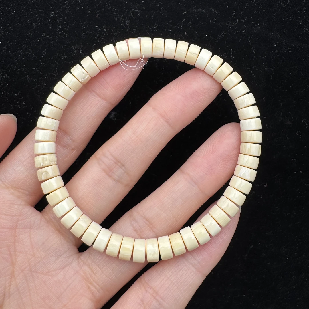 U2482天然猛犸牙 瑕疵特价药片手串6*3.5mm支持鉴定 假一罚四