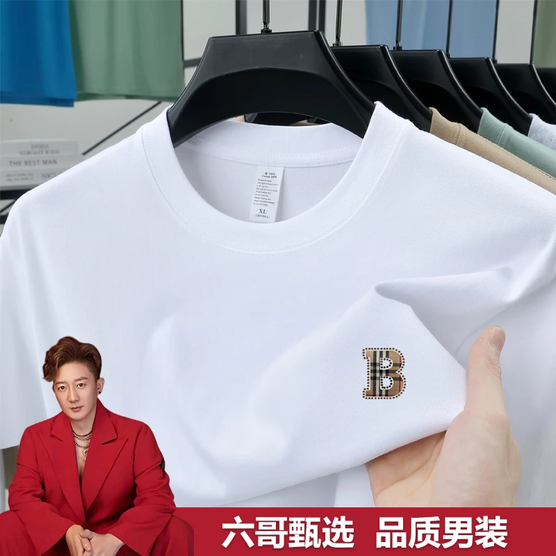 【奥莱撤柜】专柜正品男士纯棉短袖T恤 精梳长绒棉夏季薄款圆领上衣