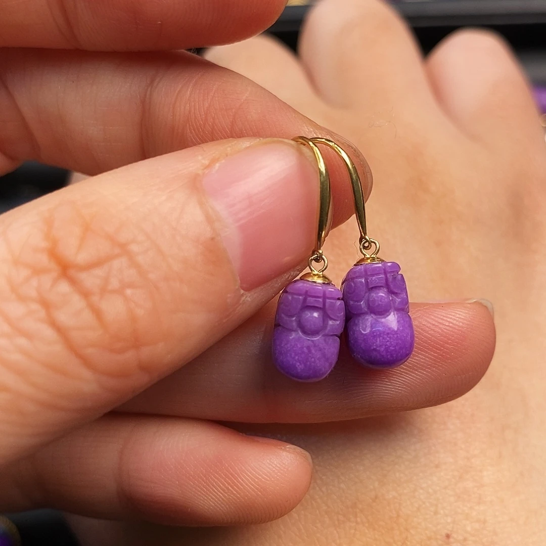 苏纪石（舒俱来）18K金镶嵌耳饰