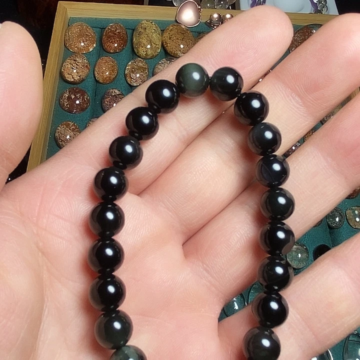 黑曜岩未镶嵌手串8