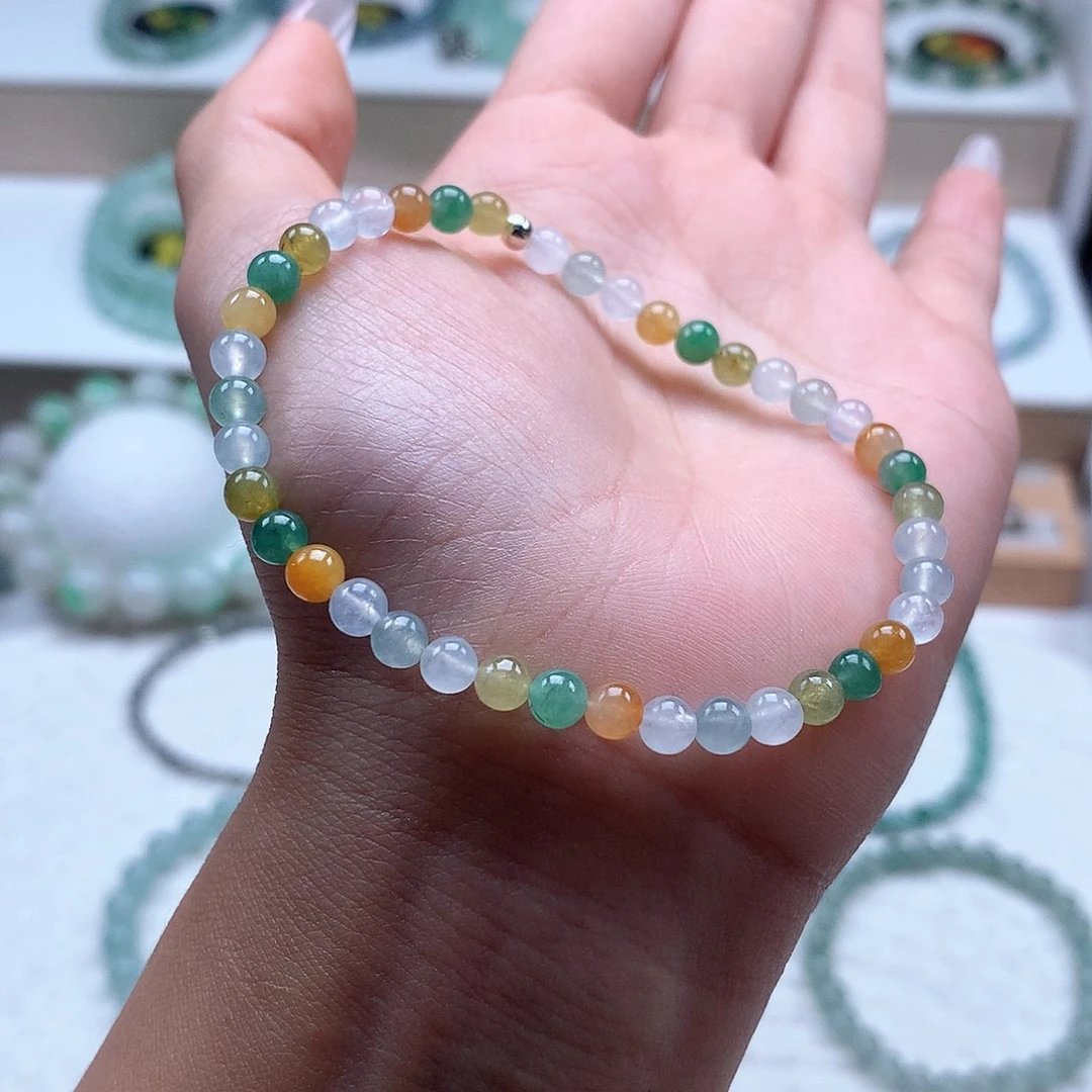 翡翠未镶嵌手串冰多宝4.5