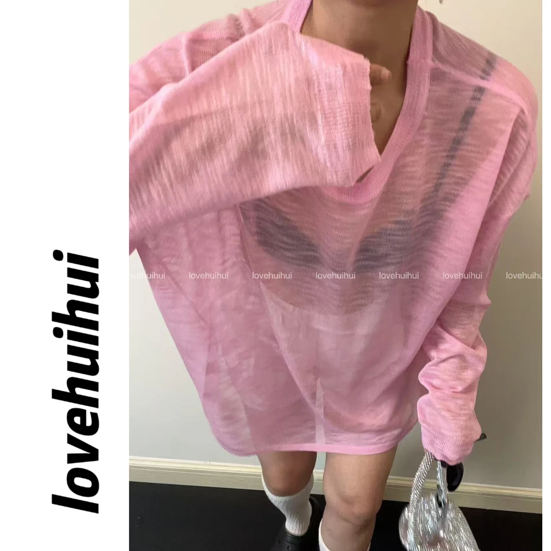 lovehuihui《多彩旅行家》韩国百搭宽松百搭亚麻防晒五色上衣