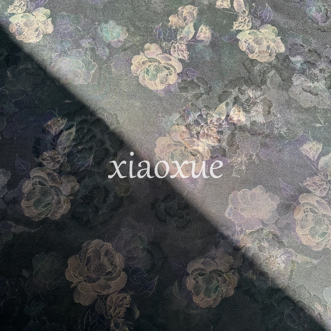 [布头莨纱-芍影] 110门幅 25姆米 香云纱 桑蚕丝 丝绸 面料 服装