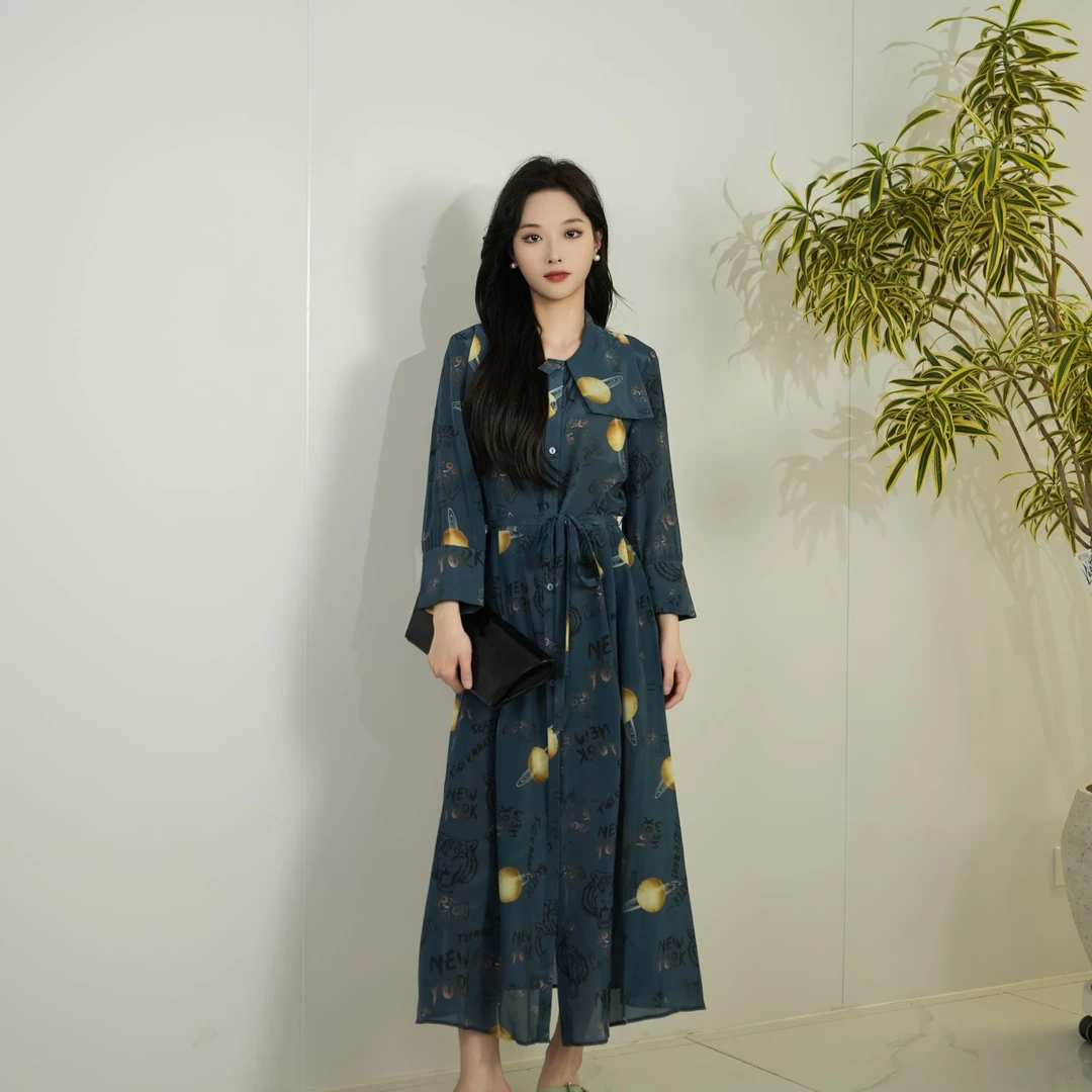 MY TENO/马天奴VHSB07春上新【欧若风】气质碎花显瘦长袖时尚连衣裙