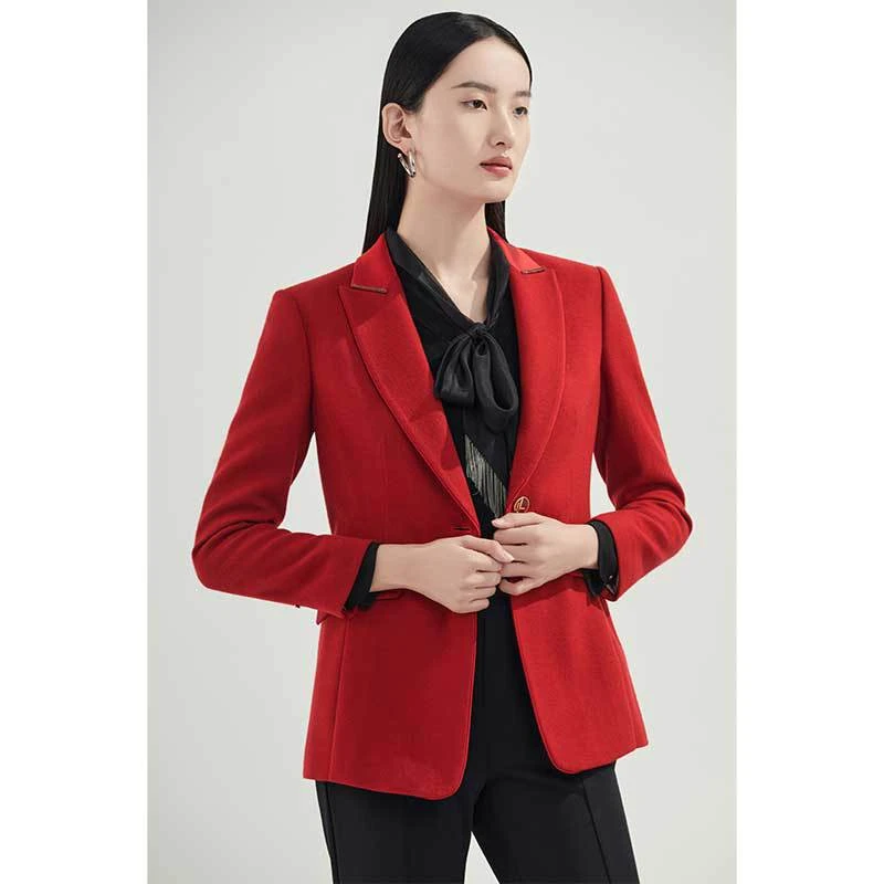 【思思专属】【绵羊毛】秋季美拉德风新年红色通勤修身西服女