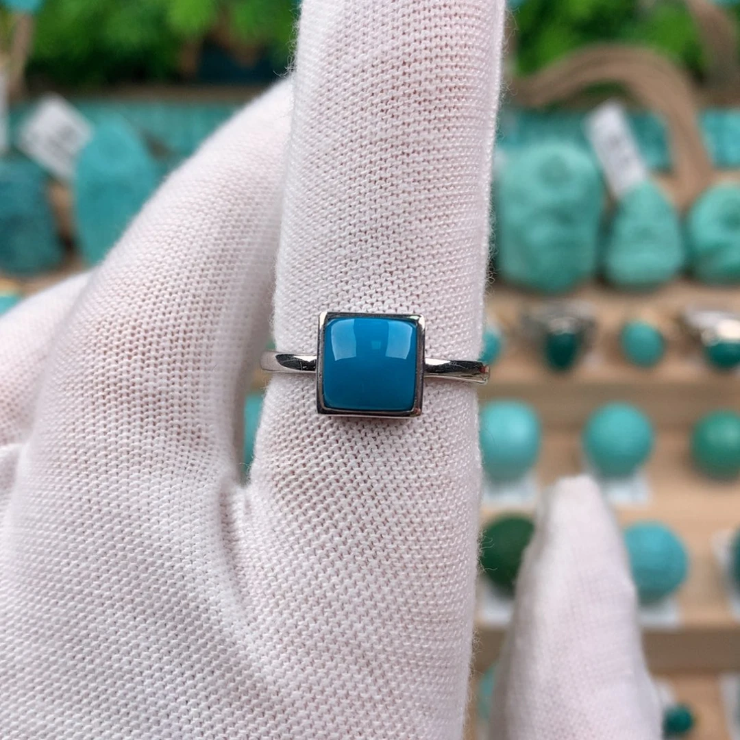 绿松石配饰银S925镶嵌女戒